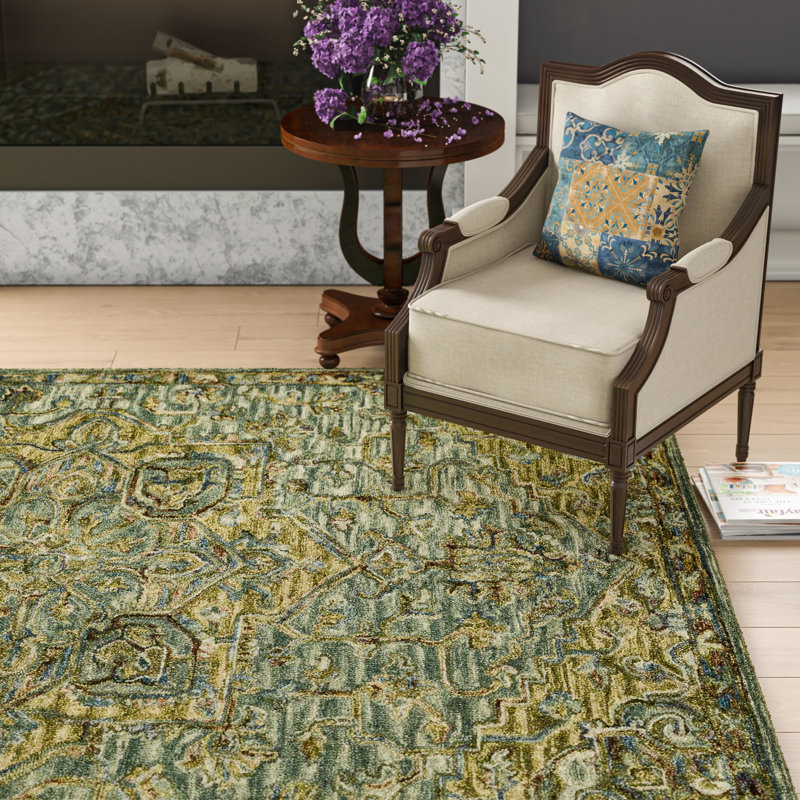 Lark Manor™ Asan Oriental Hand Hooked Wool Dark Green/Tobacco Area